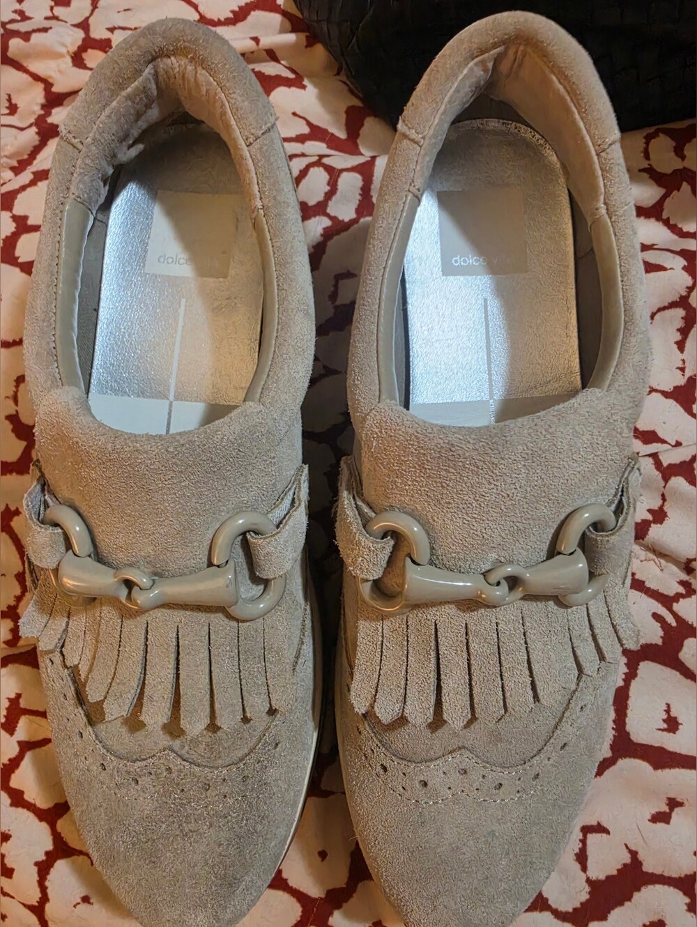 Dolce Vita Jhax Women’s Light Beige Suede Kiltie Bit Loafers Size 7.5